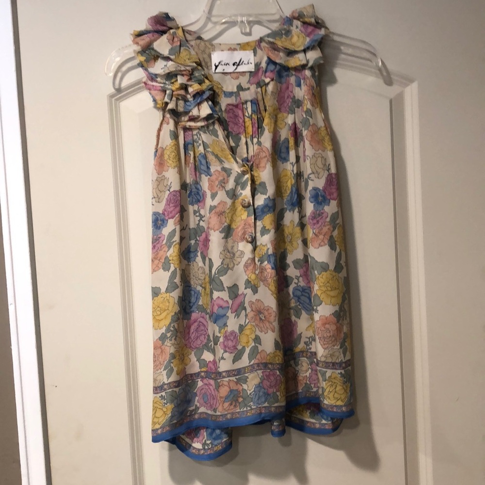 Yaya Aflalo Silk Sleeveless Floral Blouse